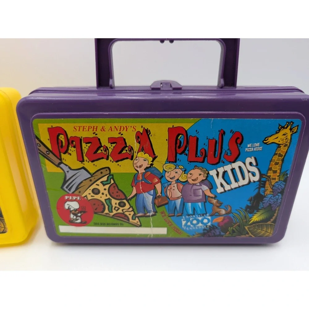 Whirley Industries Pizza Plus‎ Yellow Purple Pencil Case Lunch Box Kids Meal Lot